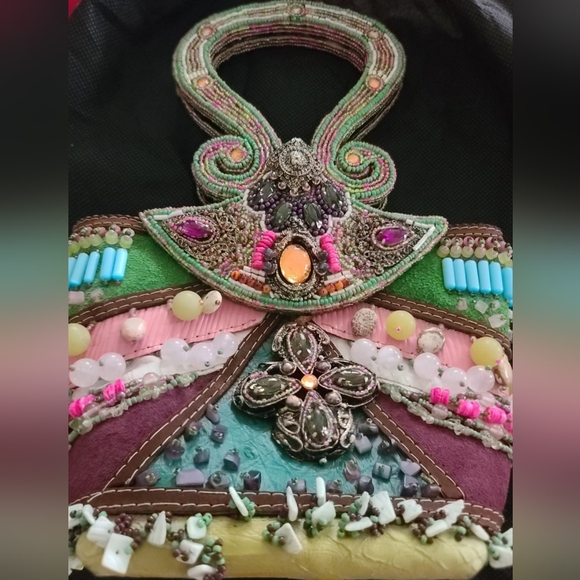 Mary Frances Vibrant Vintage Intricately Beaded Small Top Handle Dinner Purse - Picture 4 of 16